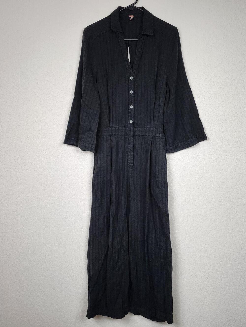 Free People 100% Cotton Small Black Jumpsuit
